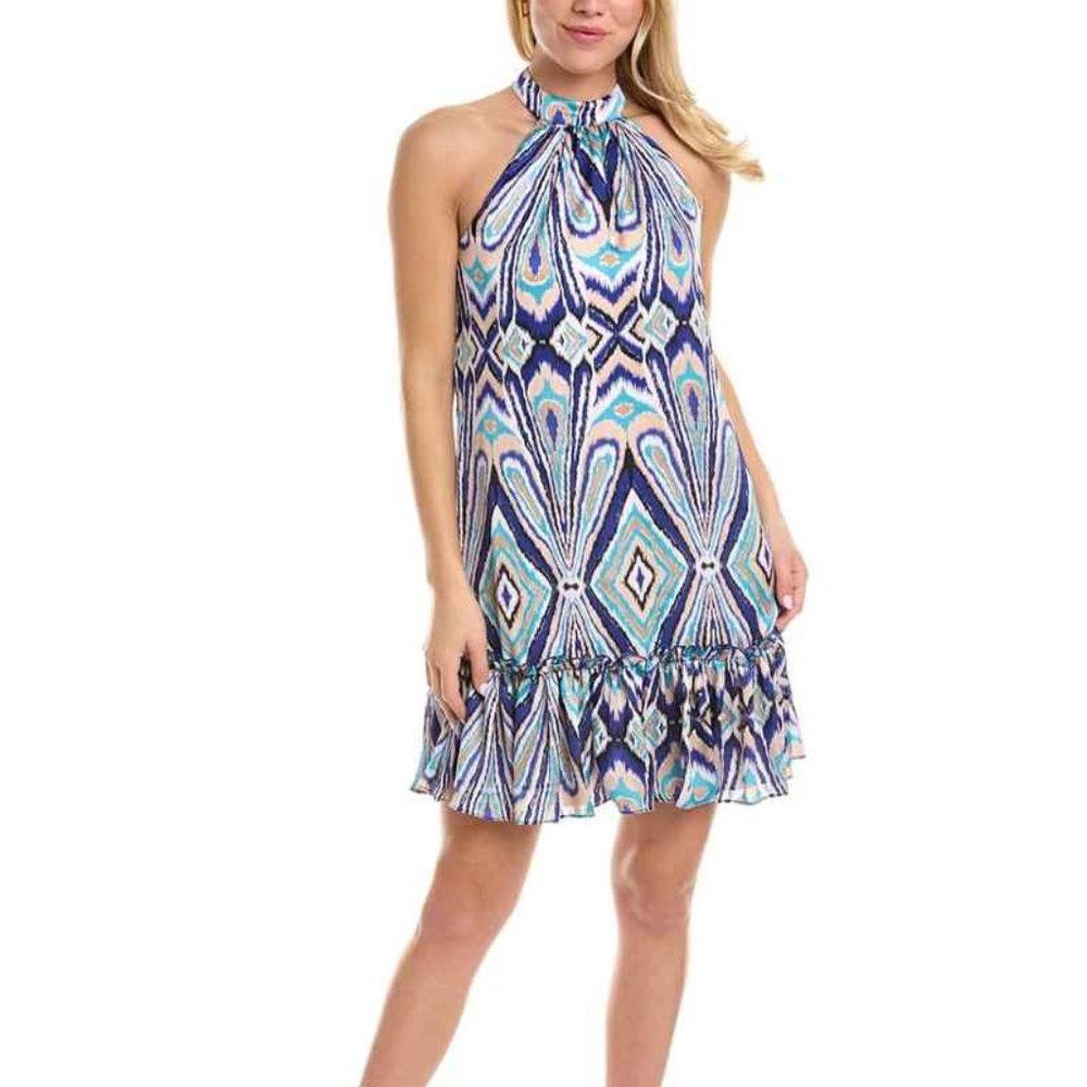 $198 Trina Turk Dress NWT - Now only $65 Zuri Peacock Halterw/ Ruffle Hem (S)